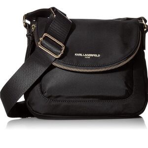 Karl Lagerfeld Cara Crossbody Carry Nylon Messenger Bag Purse Magnetic Closure